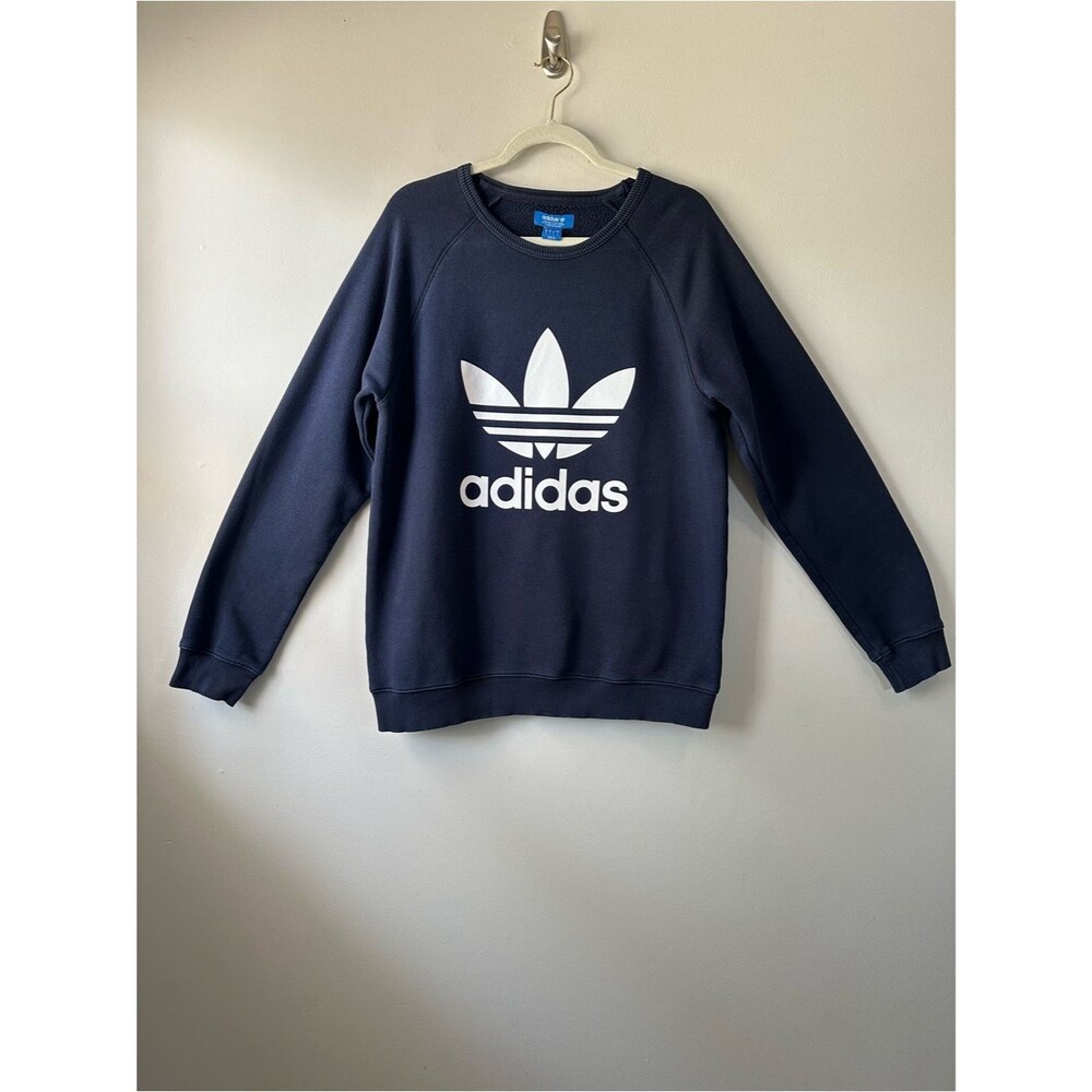 adidas Men's Navy Blue Originals Trefoil Crew Pullover Sweatshirt Size L Active